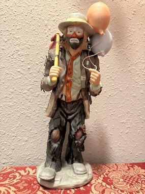 Emmett Kelly Jr Figurine Hand-Painted Clown with Balloons by FLAMBRO